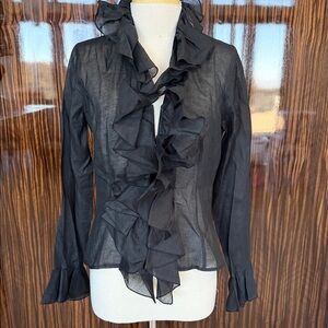 Anne Fontaine Black Ruffle Blouse